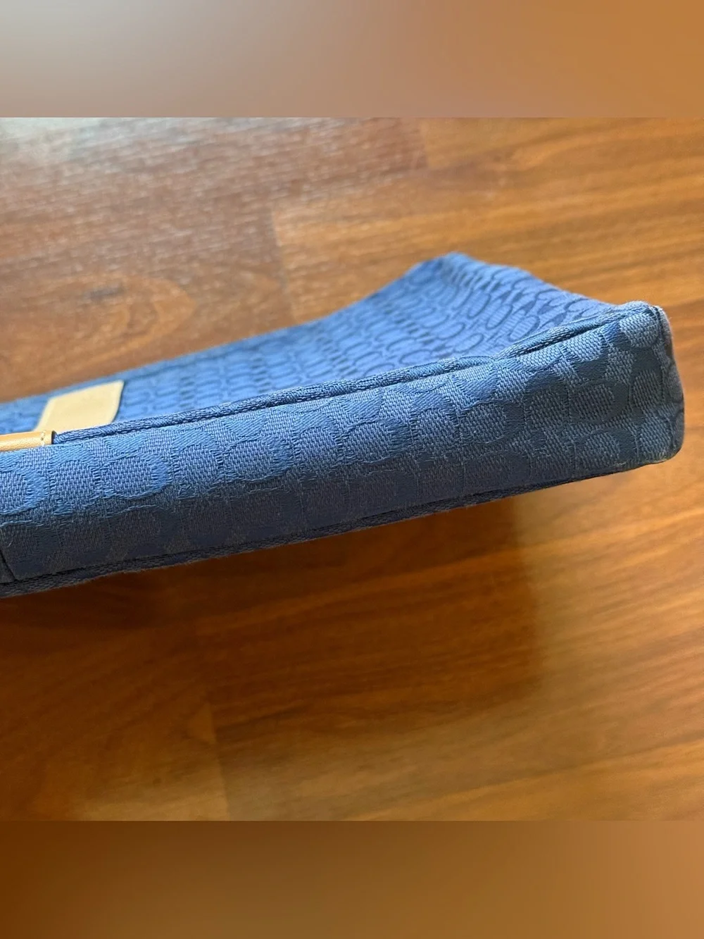 Coach Voyager signature blue jacquard canvas laptop sleeve carrying bag 11x14x2